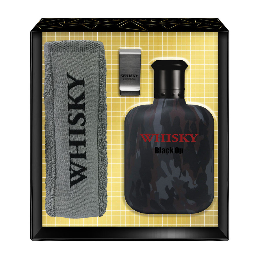 WHISKY BLACK OP • Eau de Toilette 100 ml box, a towel and a Money
