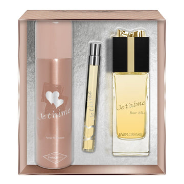JE T'AIME Pour Elle • Eau de Parfum 100 ml set, deodorant 150 ml and purse spray 12 ml • women's perfume