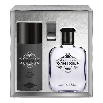 coffret whisky black parfum deodorant homme money clip evaflor