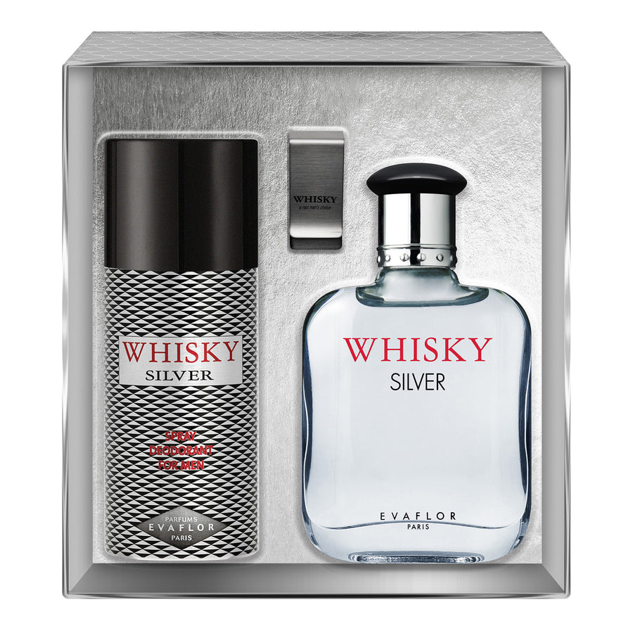 coffret whisky silver parfum deodorant homme money clip evaflor