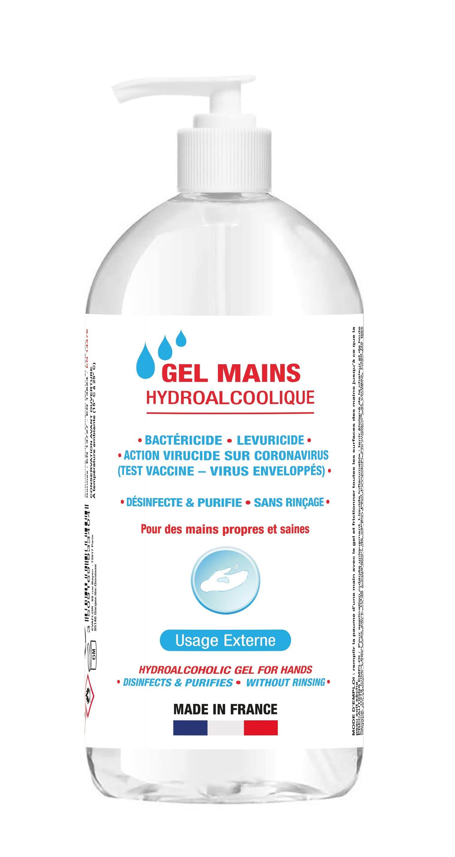 Gel Mains Hydroalcoolique 1000 mL  Evaflor Paris